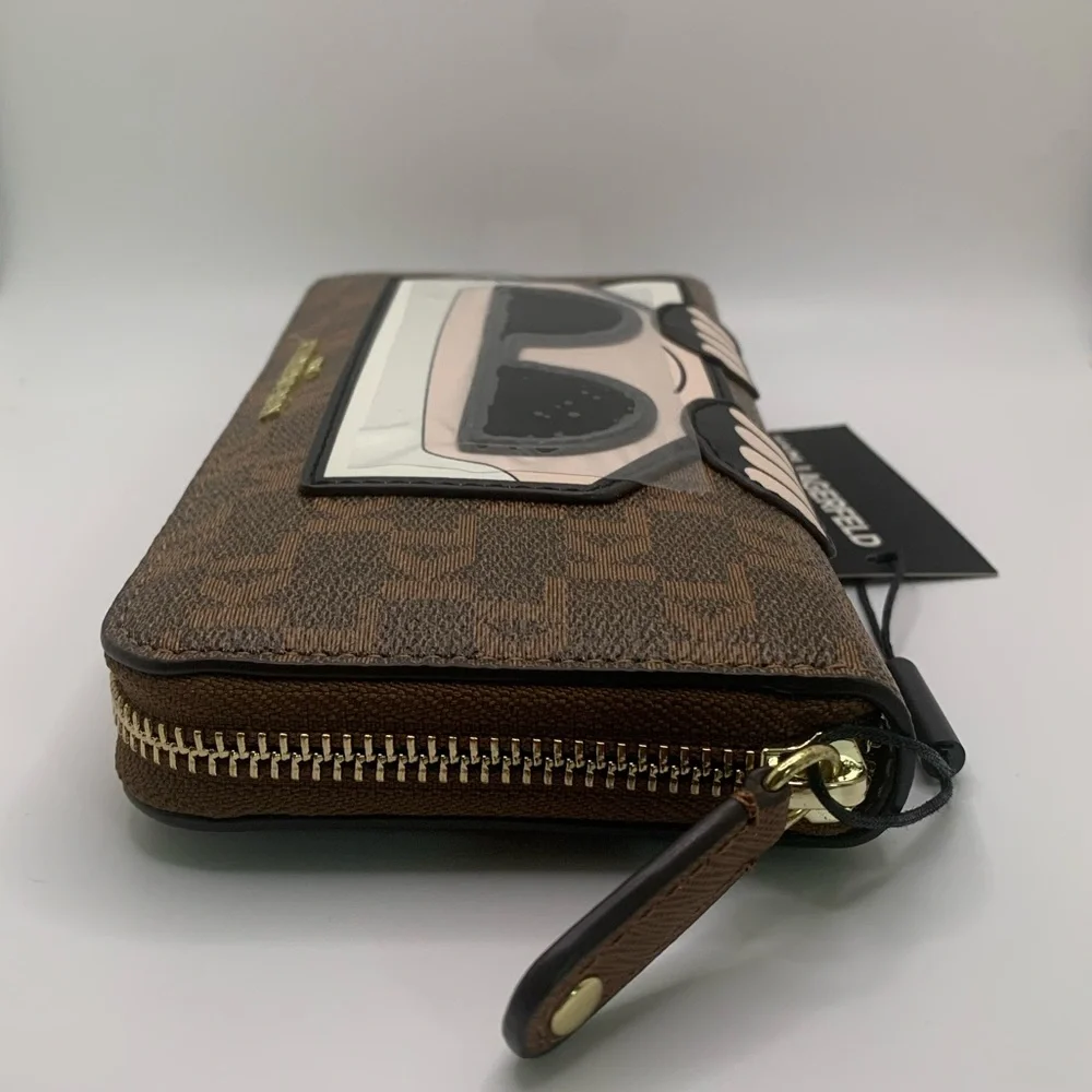 Karl Lagerfeld Paris Maybelle SLG Zip Brown Wallet - Picture 6 of 17